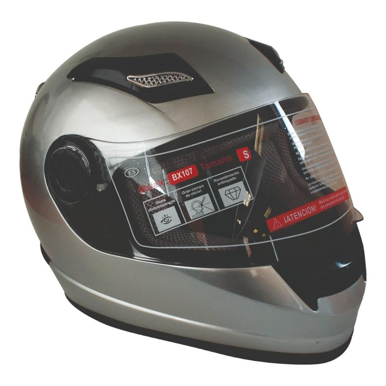 Casco Full Face Bx107 Talla L Color Silver Certificado ECE Bex-1