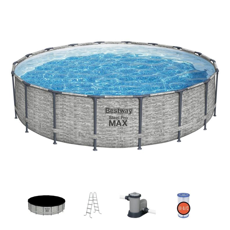 Piscina Bestway Redonda SteelPro Max Gris Piedra 5.49MX1.22M-1