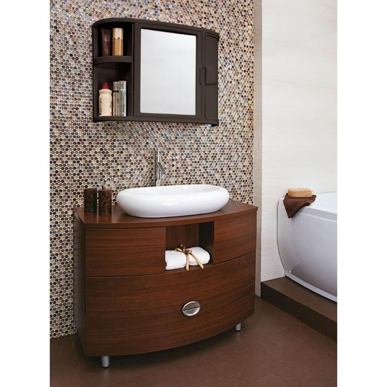 Botiquin Plastico para Baño Cafe 59.8x19.3x46.5 cm Rimax-2