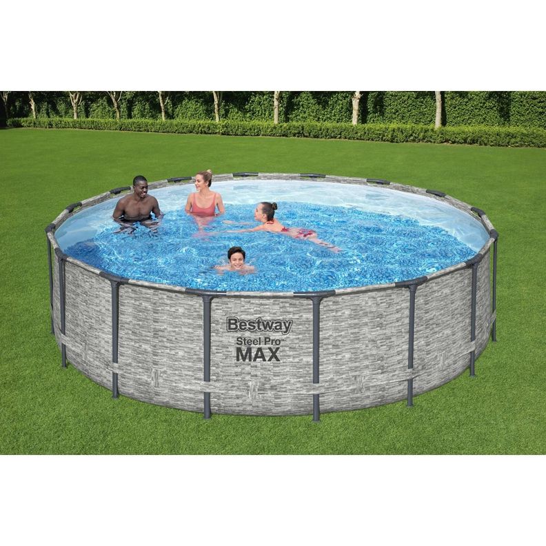Piscina Bestway Redonda SteelPro Max Gris Piedra 4.88MX1.22M-7