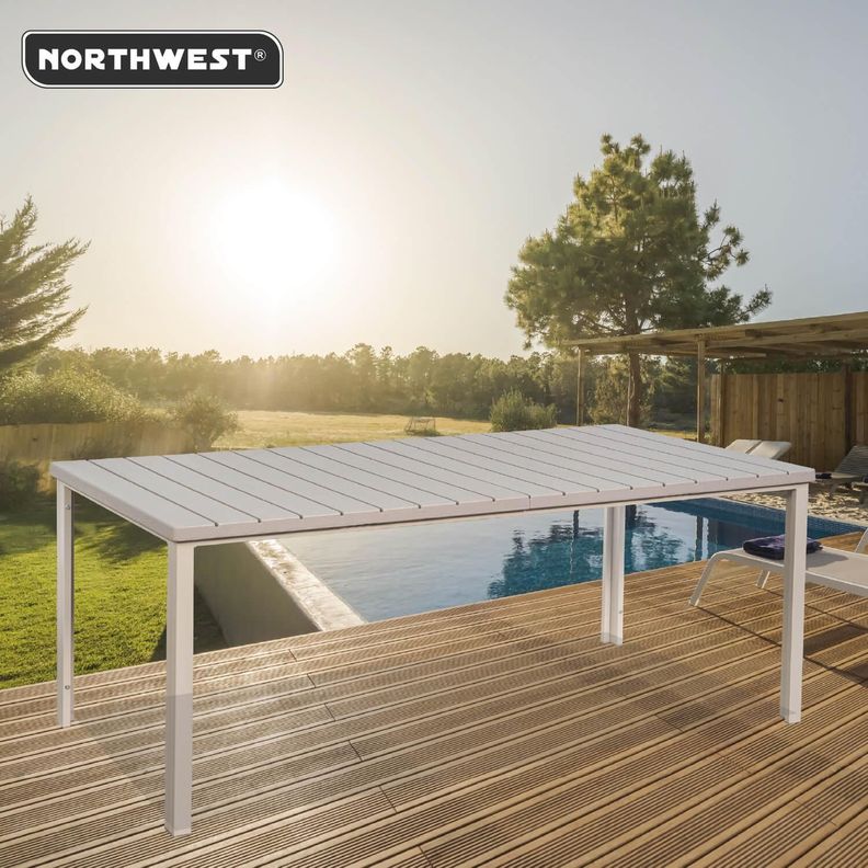 Mesa Terraza Polywood Impermeable 180x90cm Beige Northwest-2