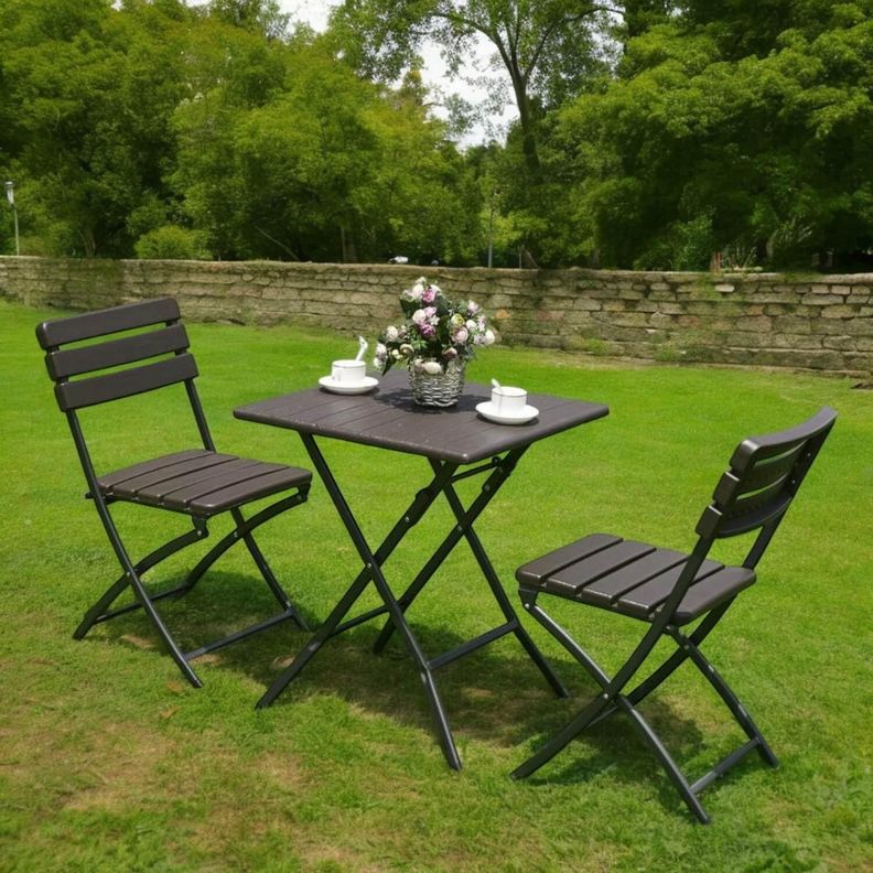 Set 2 sillas + Mesa Cuadrada Plegable 61x73 Café Northwest-2