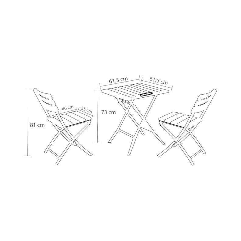Set 2 sillas + Mesa Cuadrada Plegable 61x73 Café Northwest-4