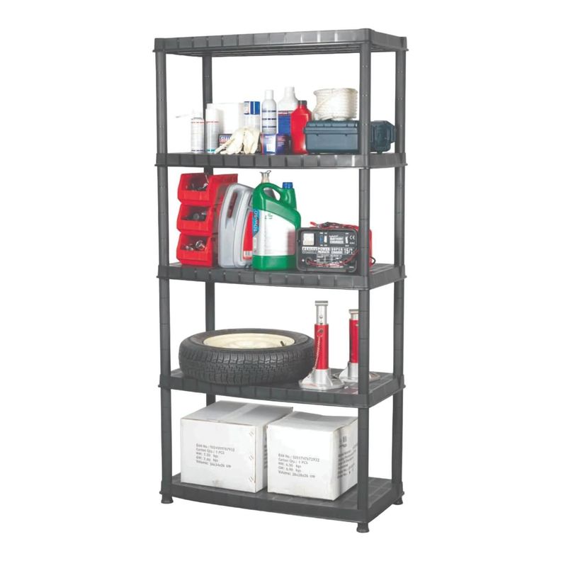 Estante Repisa Rack Plastico 5 Niveles 85X40X185Cm Negro Ram-3