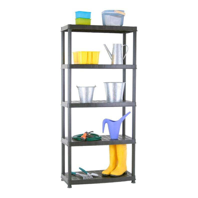 Estante Repisa Rack Plastico 5 Niveles 85X40X185Cm Negro Ram-4