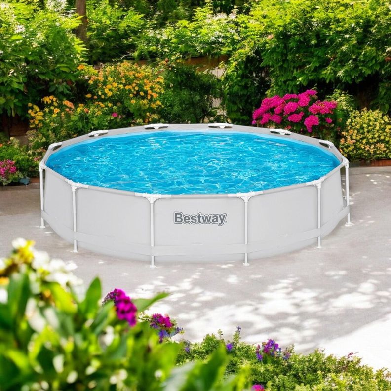 Piscina Bestway Redonda con filtro Deluxe Gris 3.66MX76Cm-3