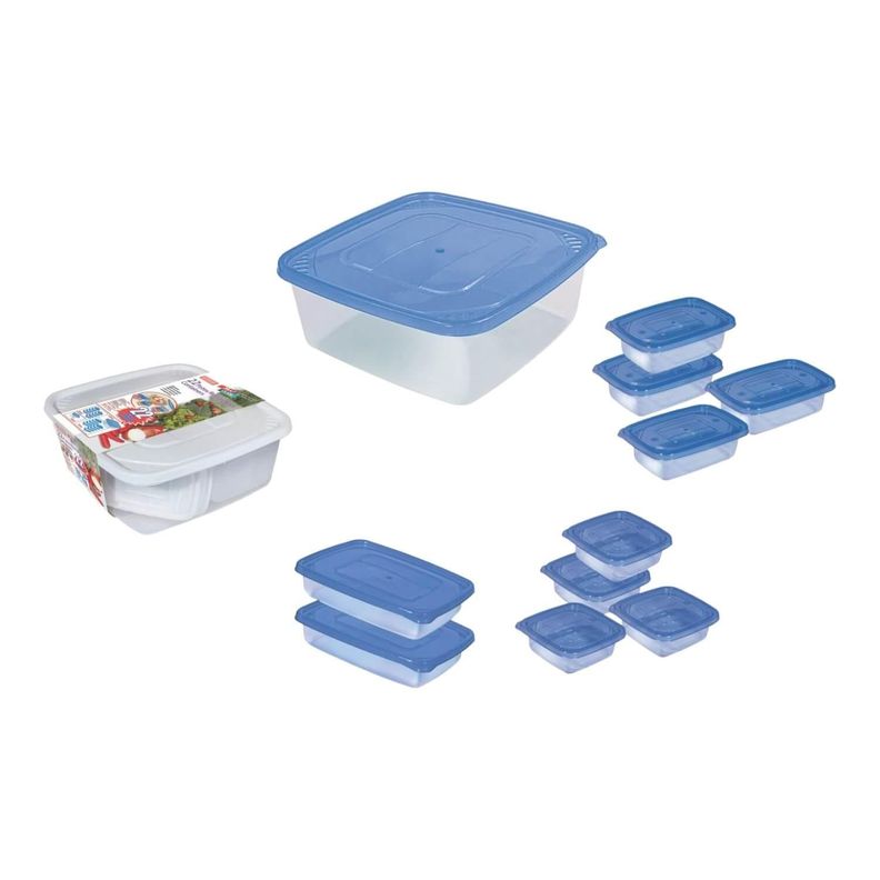 Set De 11 Contenedores De Plastico Tapa Azul San Bernardo-1