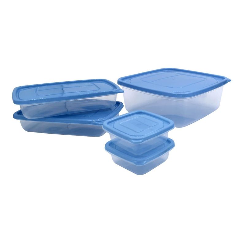 Set De 11 Contenedores De Plastico Tapa Azul San Bernardo-2