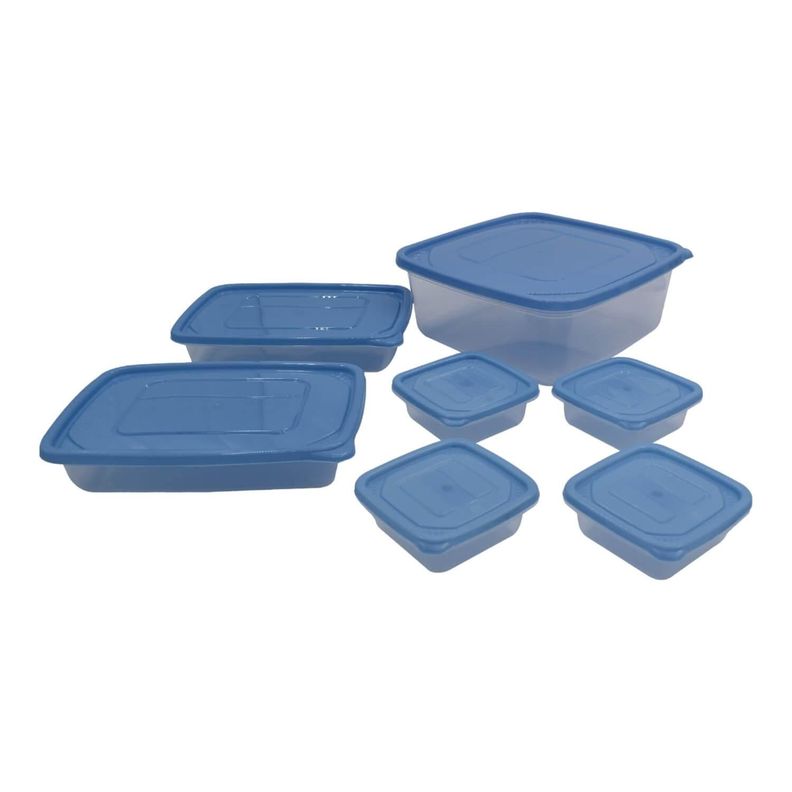 Set De 11 Contenedores De Plastico Tapa Azul San Bernardo-3