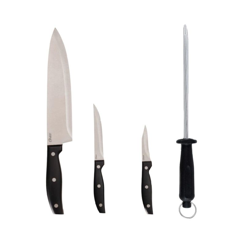 Set Cuchillos Acero Inoxidable y Afilador Granger 4Pcs Oster-1