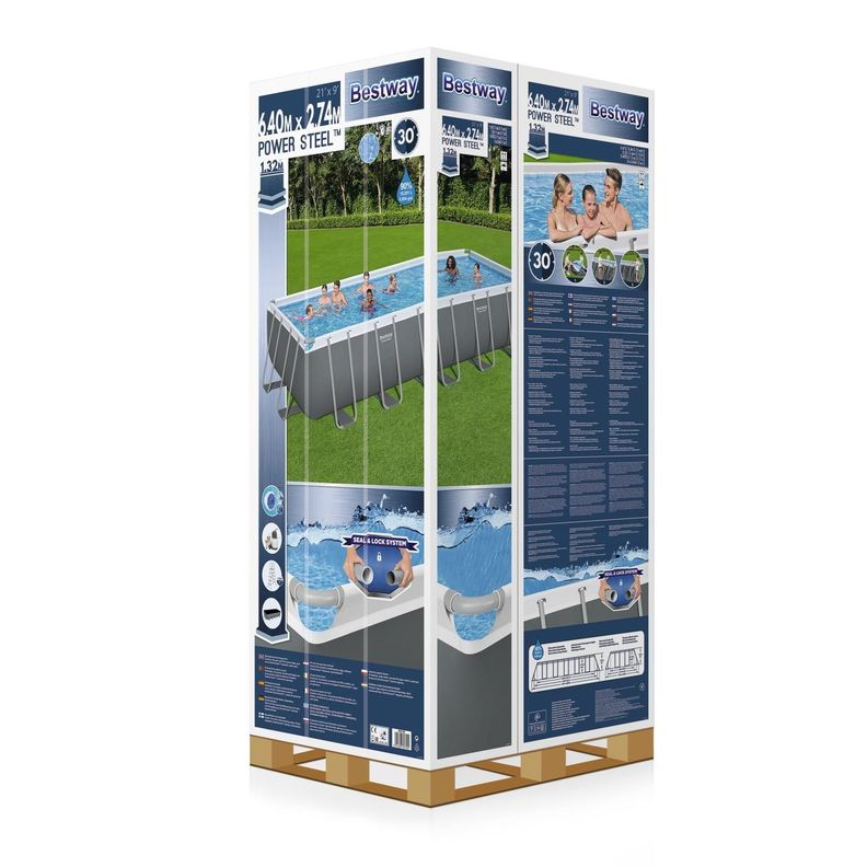 Piscina Power Steel™ Gris Oscuro 6.40M X 2.74M X 1.32M Pool Set / 19,281 L-1