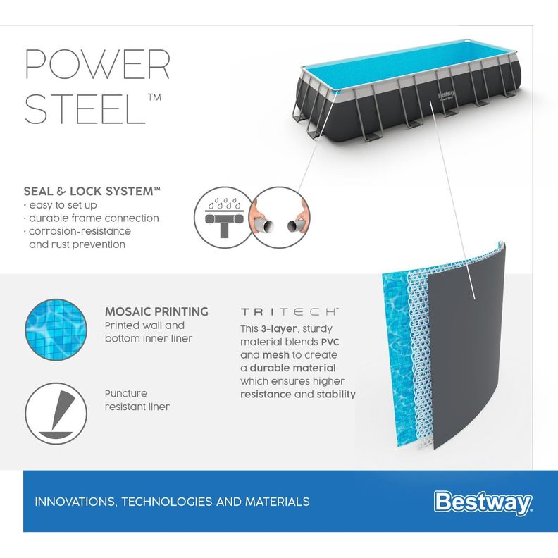 Piscina Power Steel™ Gris Oscuro 6.40M X 2.74M X 1.32M Pool Set / 19,281 L-9