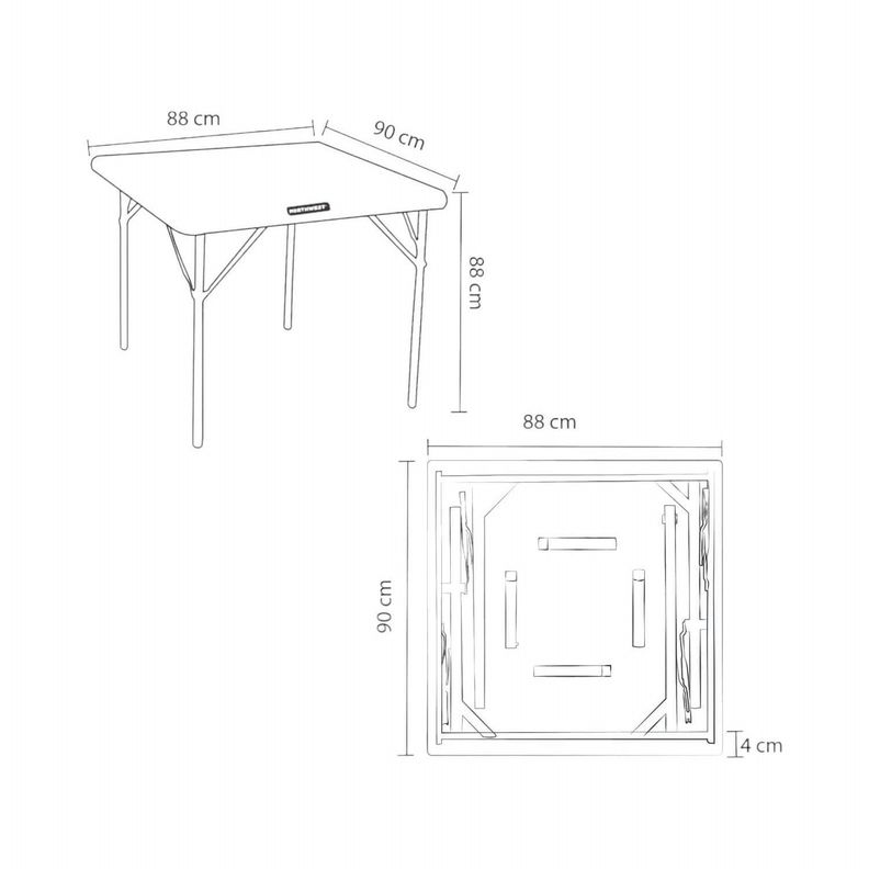 Mesa Plegable Cuadrada 86x86 Cms Blanca Northwest-2
