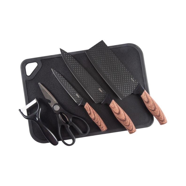Set Cuchillos acero inoxidable 6 piezas + tabla Oster-0
