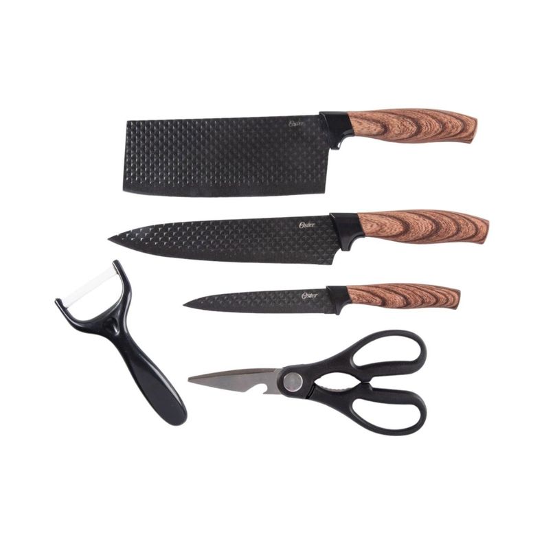 Set Cuchillos acero inoxidable 6 piezas + tabla Oster-1