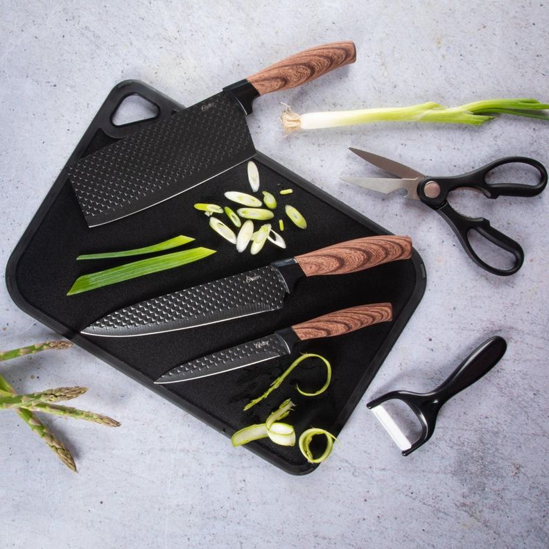 Set Cuchillos acero inoxidable 6 piezas + tabla Oster-3