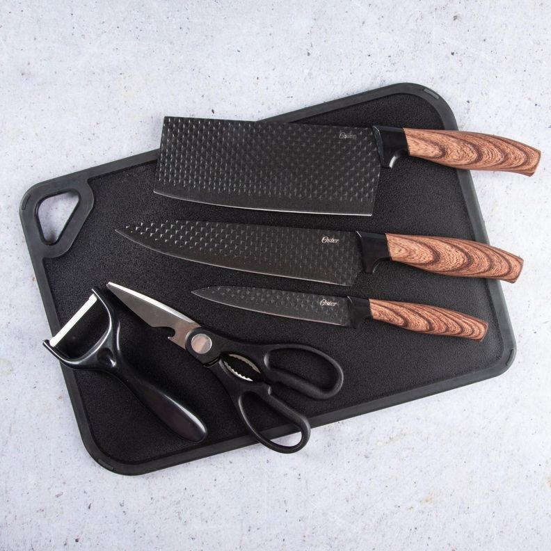 Set Cuchillos acero inoxidable 6 piezas + tabla Oster-4