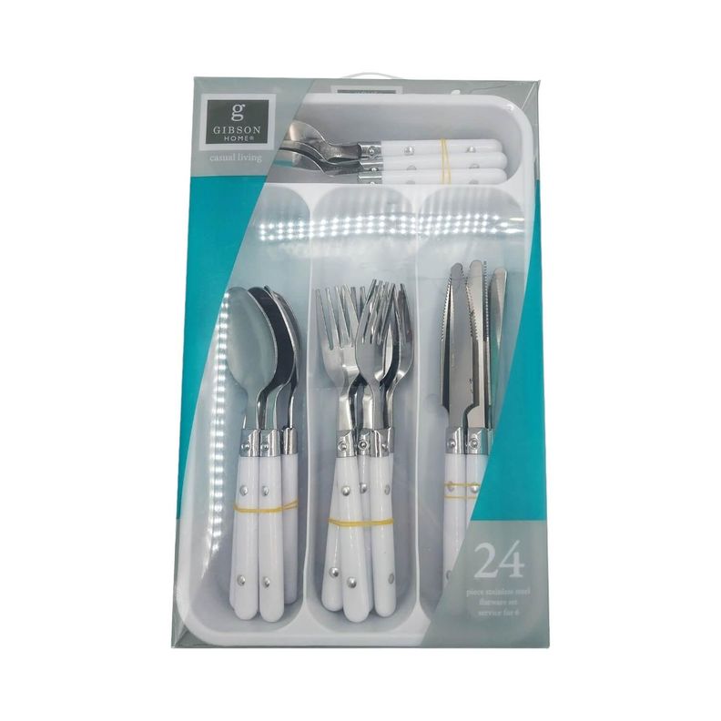 Set De Cubiertos Casual Living 24 Piezas Blanco Gibson Home-0