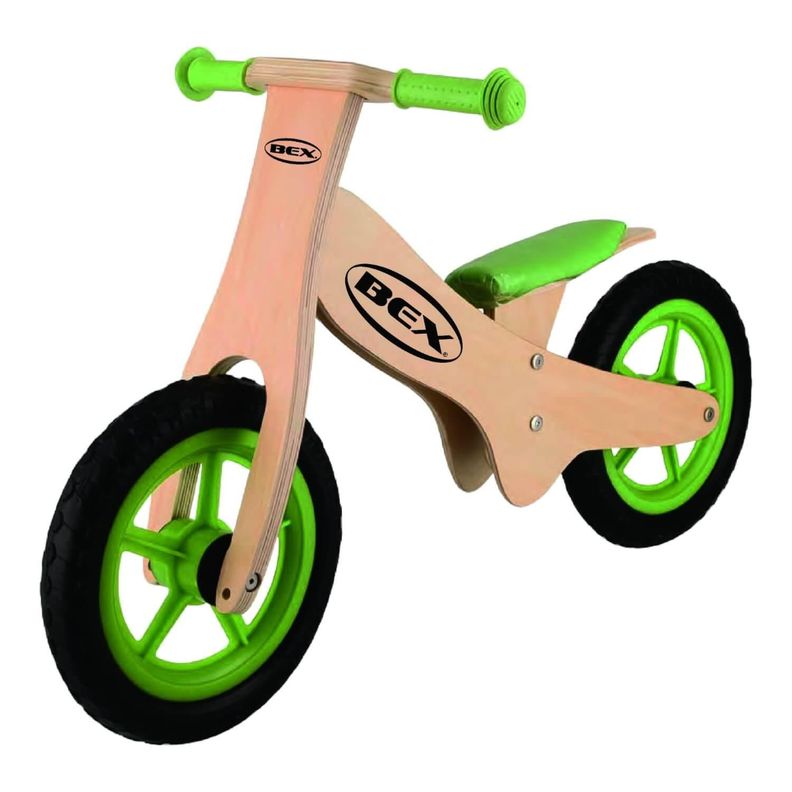 Bicicleta Madera Equilibrio Aprendizaje Sin Pedal Verde Bex-0