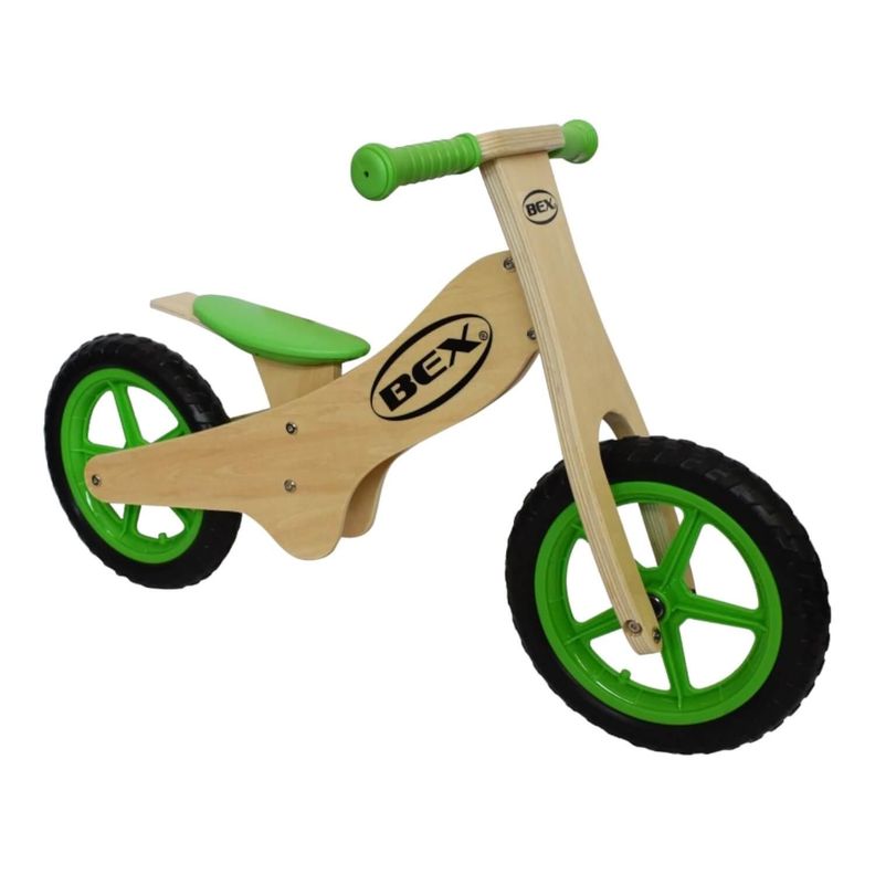 Bicicleta Madera Equilibrio Aprendizaje Sin Pedal Verde Bex-4
