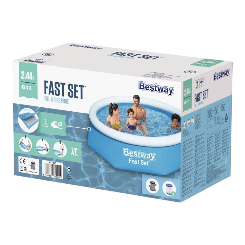 Piscina Bestway Redonda Fácil Armado con filtro 2.44MX61Cm-1