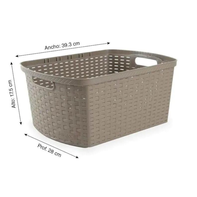 Canasta Plastica Café 39x28x17 cm Shia Rimax-2