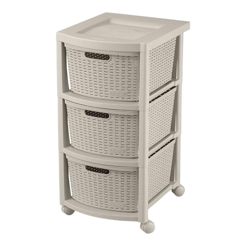 Cajonera Plastica Tejida 3 cajones Taupe 39x33x66 cm Rimax-0