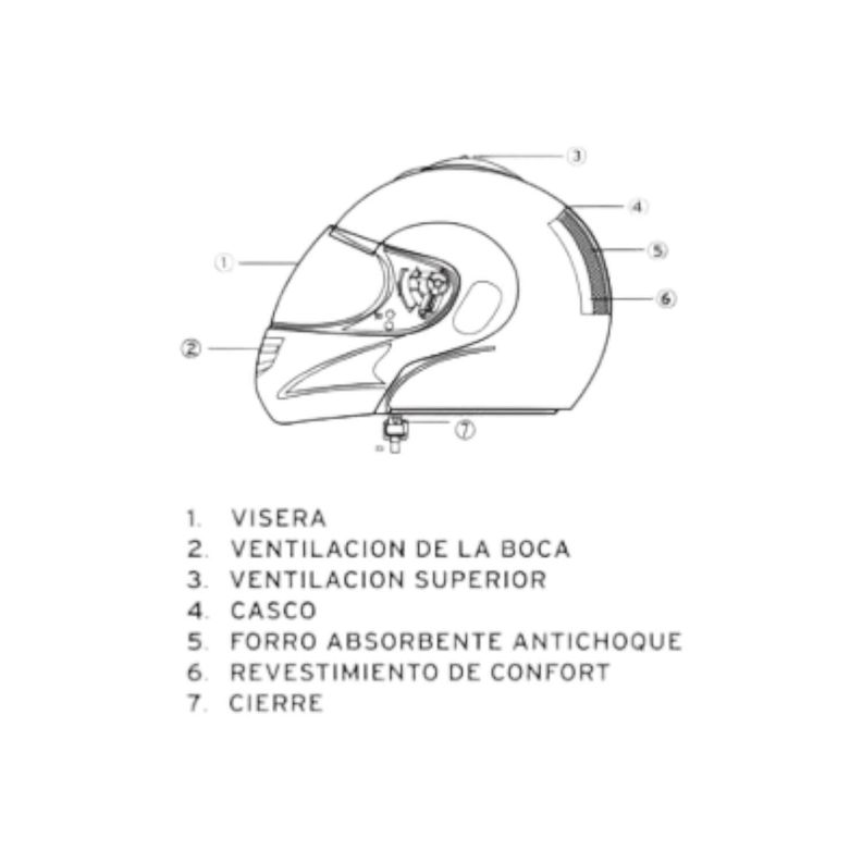 Casco Full Face Bx200 Talla M Flat Black Certificado Bex-3