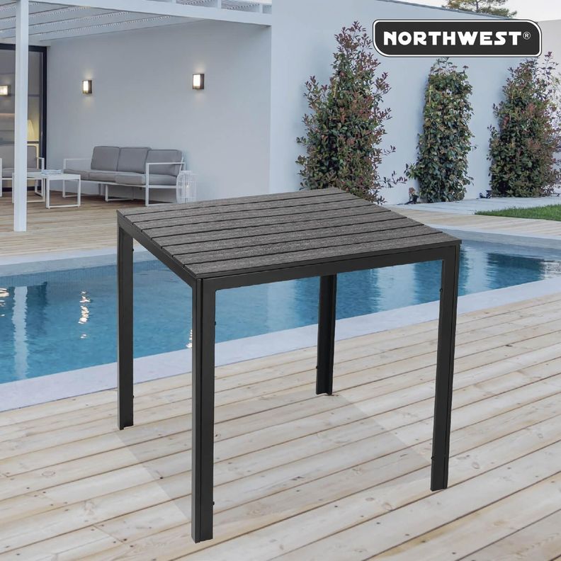 Mesa Terraza Polywood Impermeable 78X78cm Gris Northwest-3