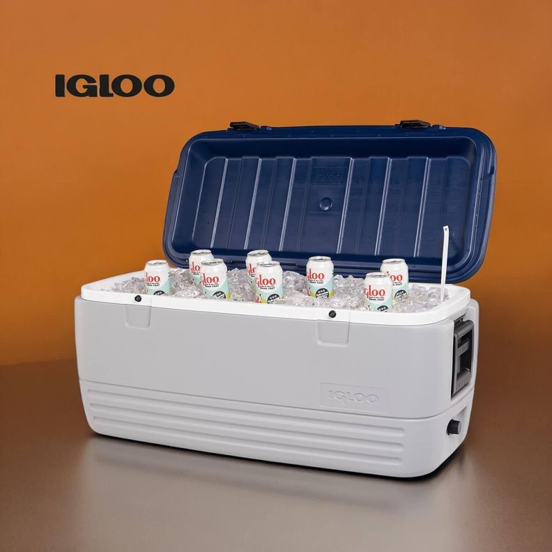 Cooler Nevera Hielera MaxCold Gris 113 Litros Azul Igloo-2