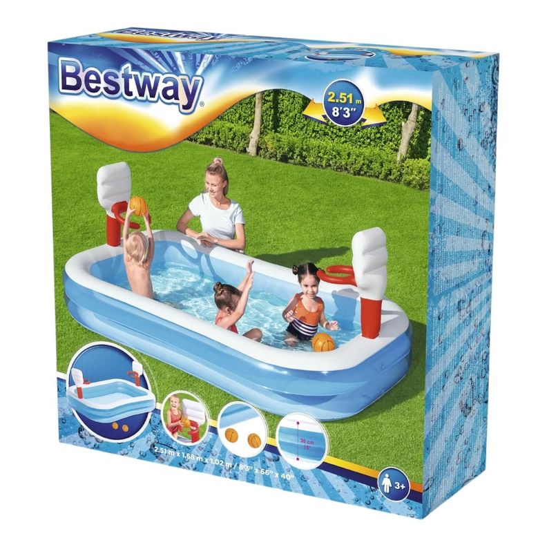 Piscina Inflable Bestway Basketball Con Pelota 251x168x102cm-2