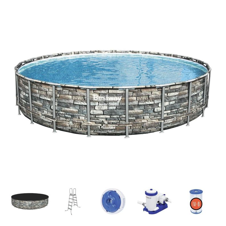 Piscina Bestway Redonda Piedra Filtro+Accesorios 6.71MX1.32M-1