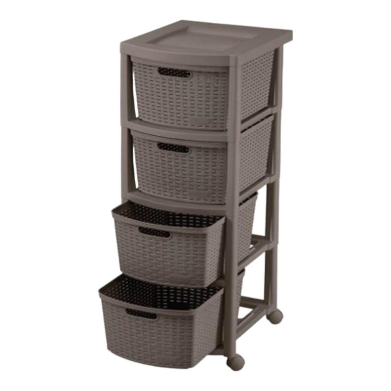 Cajonera Plastica Tejida 4 cajones Cafe 39x33x83 cm Rimax-0