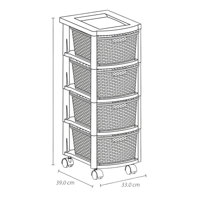 Cajonera Plastica Tejida 4 cajones Cafe 39x33x83 cm Rimax-1