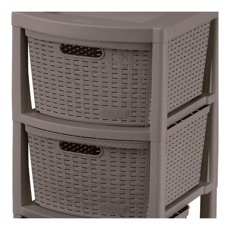 Cajonera Plastica Tejida 4 cajones Cafe 39x33x83 cm Rimax-3