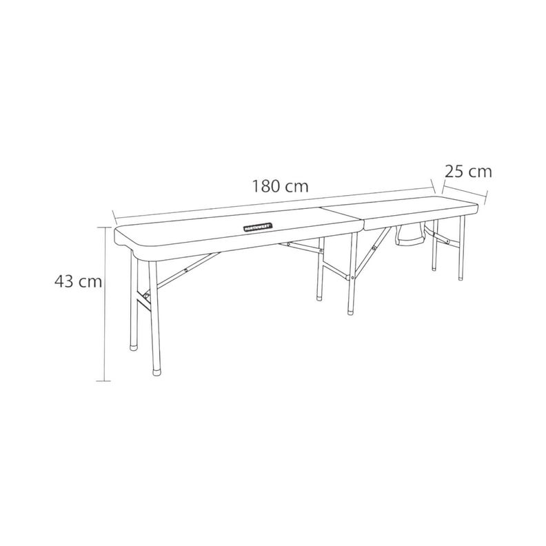 Banca Plegable 43X28X182cm Negra Northwest-3