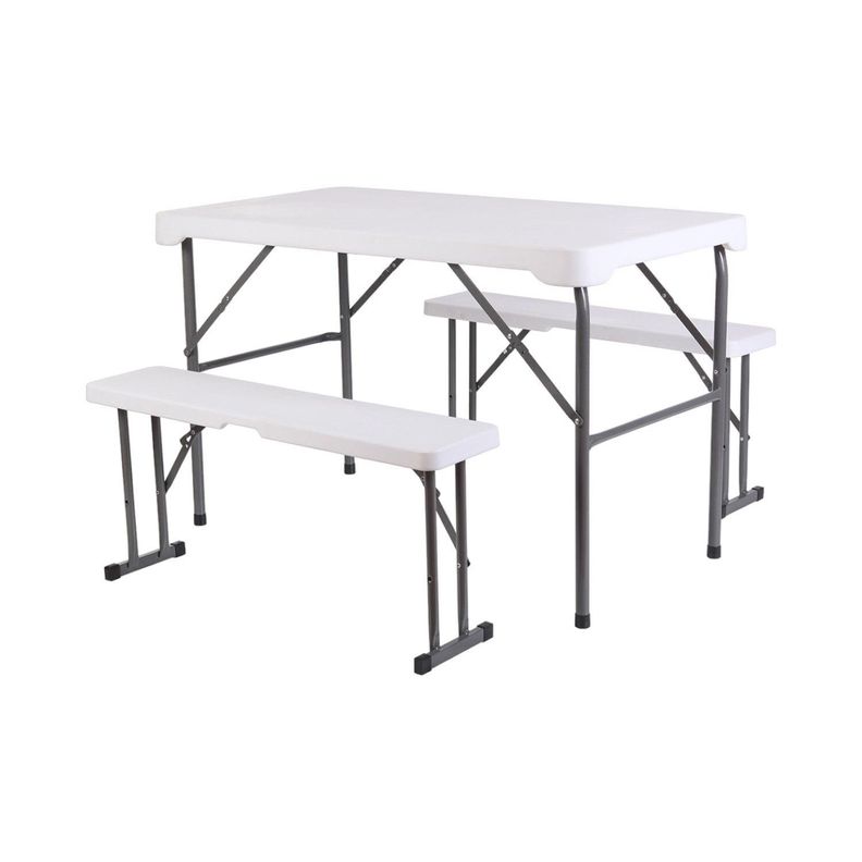 Set Mesa Y Bancos Plegables 113x68.5x73Cm Blanca Northwest-0