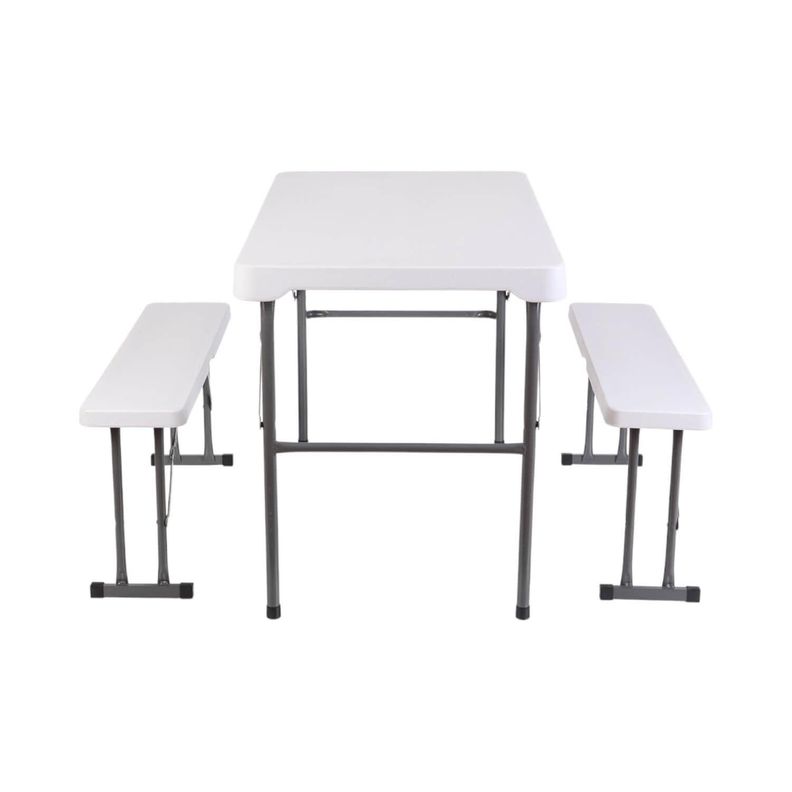 Set Mesa Y Bancos Plegables 113x68.5x73Cm Blanca Northwest-1