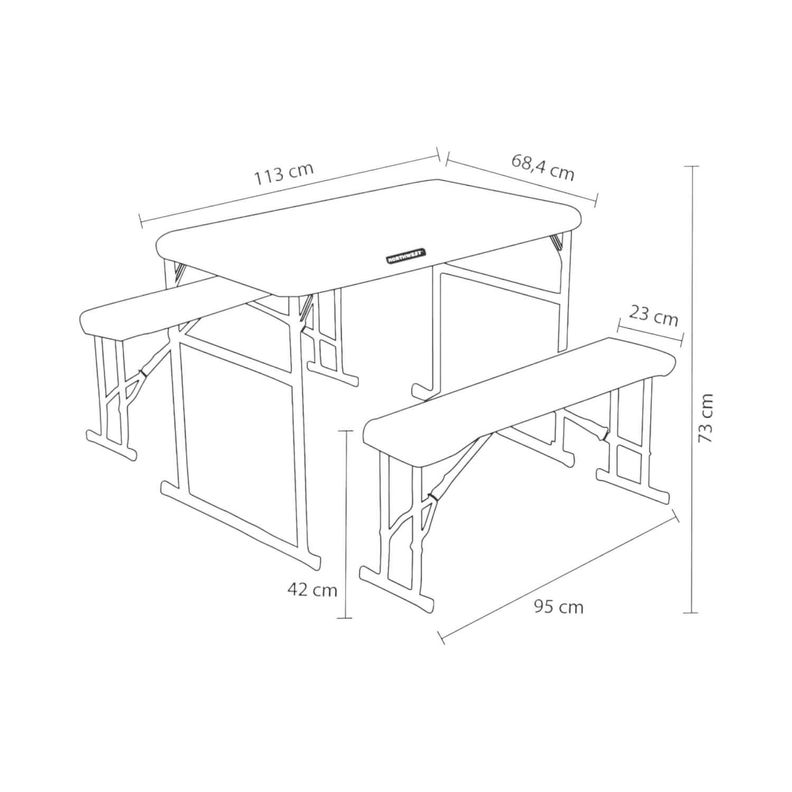 Set Mesa Y Bancos Plegables 113x68.5x73Cm Blanca Northwest-4