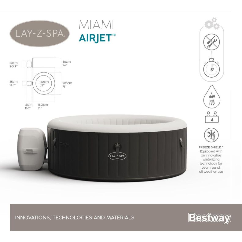 Hot Tub Spa Jacuzzi Inflable Miami 4 Personas Bestway-4