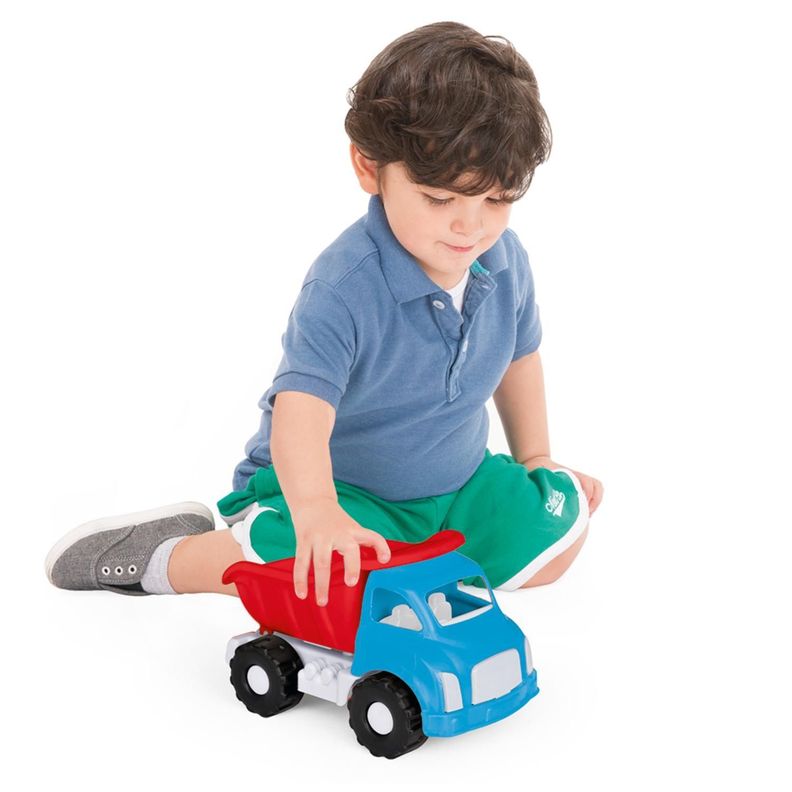 Camion Tolva Juguete azul rojo 20cm Dolu