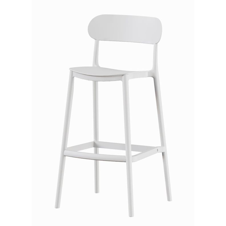 Piso Taburete Silla alta bar cocina Nils 75cm Blanca Blanco