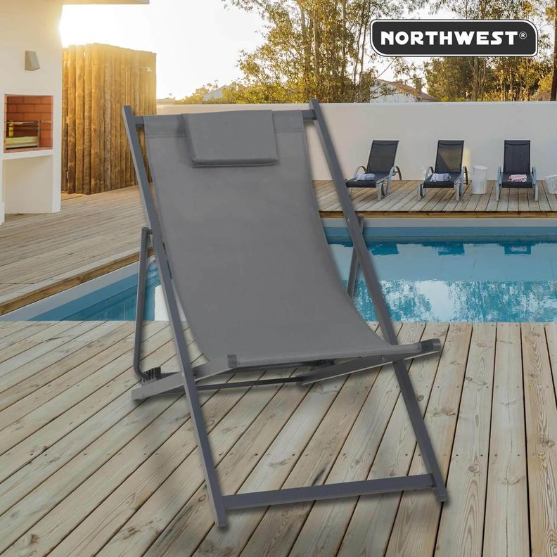 Silla Reposera Playa Piscina Plegable New Port Gris Northwest-3