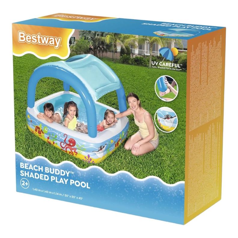 Piscina Inflable Bestway Con Toldo Desmontable 140x140x114cm-3