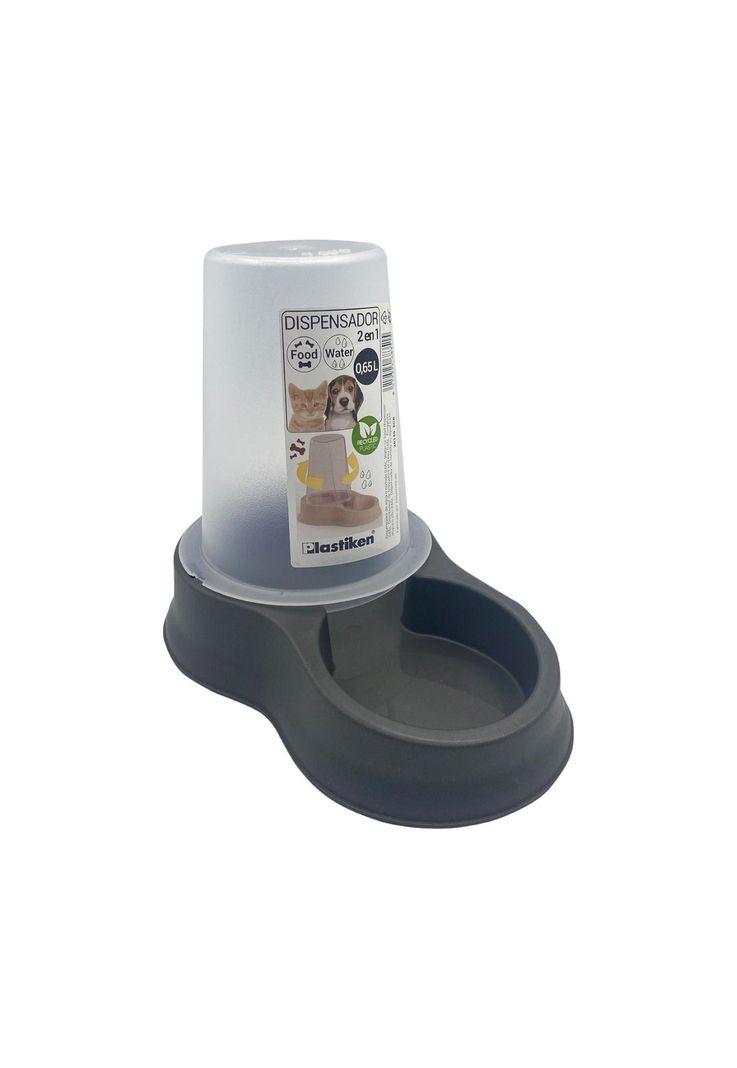 Dispensador Mascota Agua y Comida 0,65 L Negro Plastiken-0