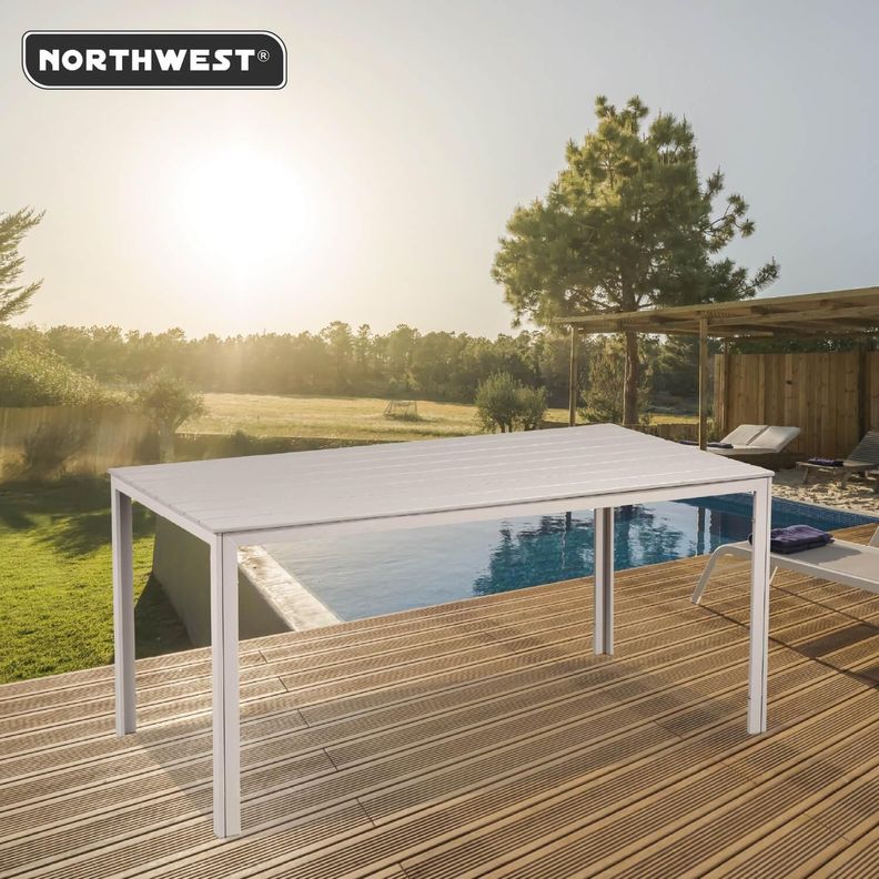 Mesa Terraza Polywood Impermeable 156x78cm Beige Northwest-3