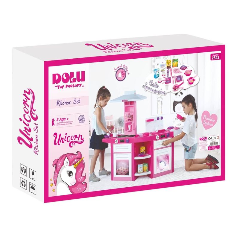 Cocina Plastica Doble Unicornio + Extras 109x65x100cm Dolu-4