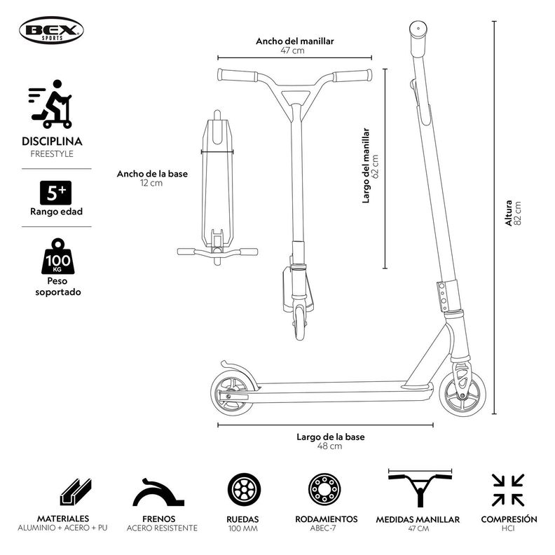 Scooter Freestyle Acrobacia de Salto Professional T2 Bex-8