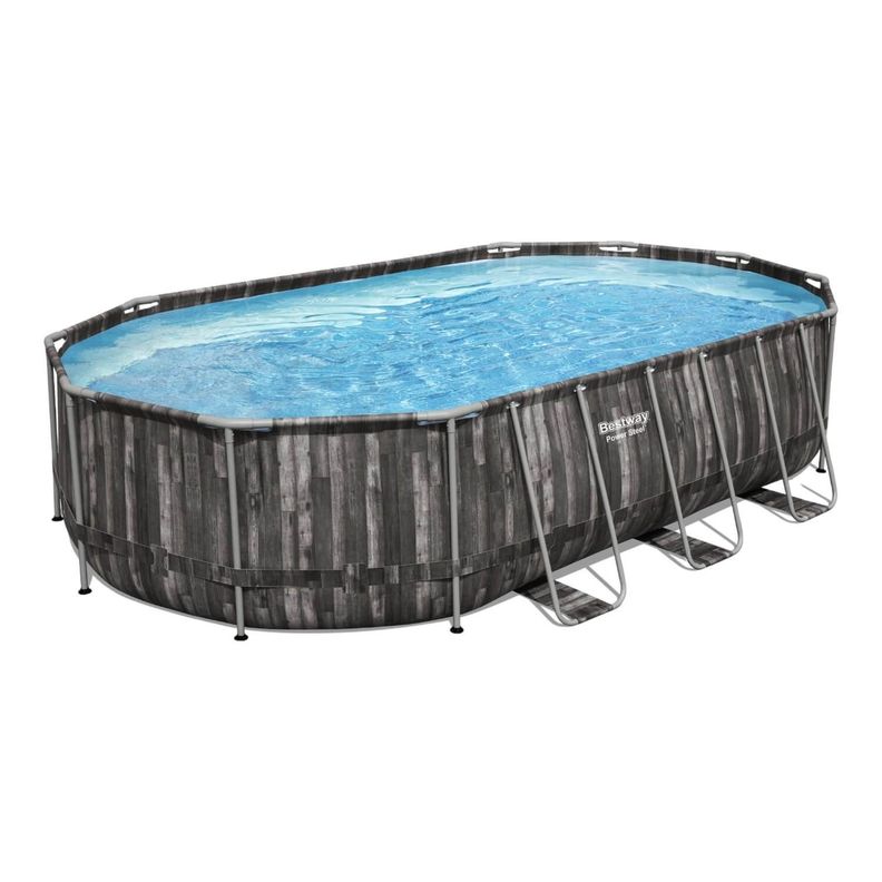 Piscina Bestway Ovalada Filtro + Accesorios 6.10X3.66X1.22M Gris
