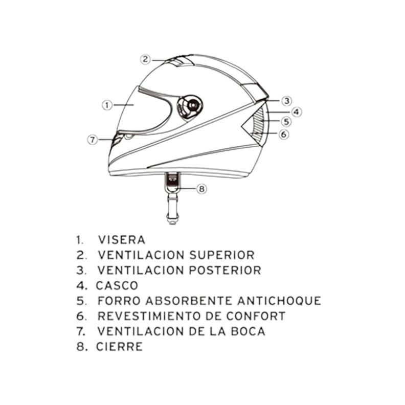 Casco Full Face Bx105 Talla L Color Burgundhy Ceritificacion ECE Bex-5